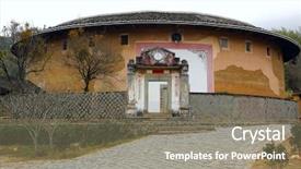  Presentation with historical heritage - Slide deck with 3d render of an alien in a spooky foggy forest background and a navy blue colored foreground