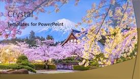  Presentation with japan - Beautiful theme featuring fujinomiya-shizuoka-japan-with-mt backdrop and a light blue colored foreground