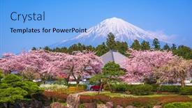  Presentation with japan - Beautiful slides featuring fujinomiya-shizuoka-japan-with-mt backdrop and a light blue colored foreground