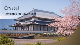  Presentation with japan - PPT theme having fujinomiya-shizuoka-prefecture-japan background and a light blue colored foreground