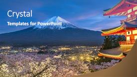  Presentation with japan - PPT theme consisting of fujiyoshida-japan-at-chureito-pagoda background and a teal colored foreground