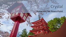  Presentation with japan - Beautiful presentation theme featuring fujiyoshida-japan-at-chureito-pagoda backdrop and a light blue colored foreground