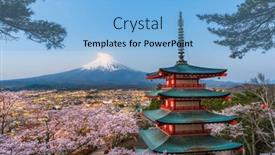  Presentation with cherry - Slide set with fujiyoshida-japan-at-chureito-pagoda background and a light blue colored foreground