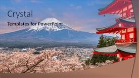  Presentation with cherry - PPT theme consisting of fujiyoshida-japan-at-chureito-pagoda background and a teal colored foreground