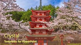  Presentation with japan cherry blossom - PPT theme having fujiyoshida-japan-at-chureito-pagoda background and a  colored foreground