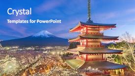  Presentation with japan - Cool new PPT layouts with fujiyoshida japan view of mt backdrop and a cobalt blue colored foreground