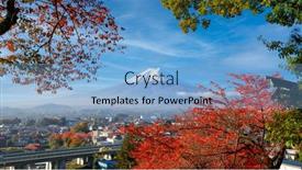  Presentation with fall foliage - Presentation having fujiyoshida-japan-with-fall-foliage background and a light blue colored foreground