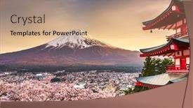 Presentation with japan cherry blossom - Presentation theme enhanced with fujiyoshida-japan-with-mt-fuji background and a coral colored foreground