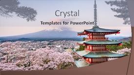  Presentation with japan cherry blossom - Audience pleasing presentation theme consisting of fujiyoshida-japan-with-mt-fuji backdrop and a light blue colored foreground
