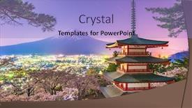  Presentation with japan cherry blossom - Slide deck featuring fujiyoshida-japan-with-mt-fuji background and a light blue colored foreground