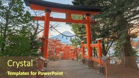  Presentation with arakura sengen shrine - Presentation design enhanced with fujiyoshida-japan-with-the-entrance background and a tawny brown colored foreground