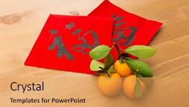  Presentation with calligraphy - Presentation design consisting of fuk - chinese new year calligraphy word background and a  colored foreground