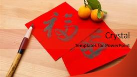  Presentation with lunar new year - Audience pleasing PPT theme consisting of male hand doing streching exercise backdrop and a white colored foreground