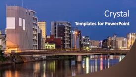  Presentation with favorite food - Cool new slides with fukuoka old town along naka river at nakasukawabata sunset twilight this area is favorite for tourist for fukuoka yatai street food stall for hangout at night backdrop and a ocean colored foreground