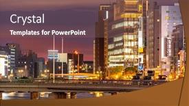  Presentation with favorite food - Slide deck consisting of fukuoka old town along naka river at nakasukawabata sunset twilight this area is favorite for tourist for fukuoka yatai street food stall for hangout at night background and a violet colored foreground