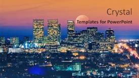  Presentation with city moon - Theme having ful-moon-rising-over-los background and a coral colored foreground