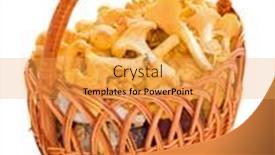  Presentation with brown sugar isolated on white - Beautiful slide deck featuring full-basket-of-chanterelles-isolated backdrop and a yellow colored foreground