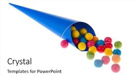  Presentation with chewing gum - Cool new presentation theme with full blue bag with chewing gum balls backdrop and a white colored foreground