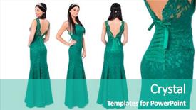  Presentation with green fashion - Audience pleasing slide deck consisting of full body - collage fashion portrait of pretty backdrop and a teal colored foreground