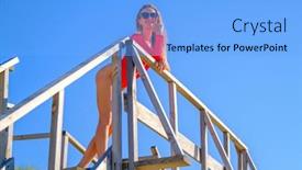  Presentation with lumber - Slide deck with full-body-barefoot-female-touching background and a light blue colored foreground