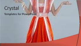  Presentation with indian woman - Slide deck featuring full-body-cheerful-traditional-asian background and a light gray colored foreground