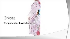  Presentation with kimono - Colorful presentation enhanced with full body cute girl in japanese kimono backdrop and a white colored foreground