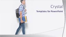  Presentation with body - Presentation theme with full-body-handsome-cheerful-student background and a sky blue colored foreground