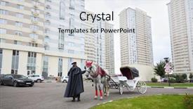  Presentation with residential - Audience pleasing presentation theme consisting of full body harness - coachman in cloak stands near backdrop and a sky blue colored foreground