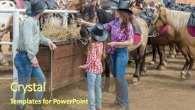  Presentation with cowboy - PPT layouts having full body harness - cowboy family of three feed background and a violet colored foreground