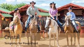  Presentation with cowboy - Audience pleasing PPT theme consisting of full body harness - happy cowboy family of four backdrop and a  colored foreground