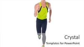  Presentation with athlete track or running track - Slide set featuring full body male athlete running - isolated over a white background background and a white colored foreground