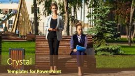  Presentation with body - Presentation design featuring full-body-portrait-girlfriends-two background and a tawny brown colored foreground