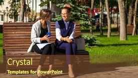  Presentation with body - Cool new PPT theme with full-body-portrait-girlfriends-two backdrop and a tawny brown colored foreground