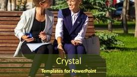  Presentation with body - Presentation theme consisting of full-body-portrait-girlfriends-two background and a tawny brown colored foreground