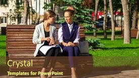  Presentation with body - Presentation theme featuring full-body-portrait-girlfriends-two background and a tawny brown colored foreground