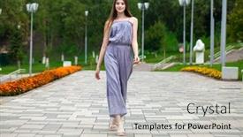  Presentation with mind and body - Presentation design featuring full-body-portrait-young-beautiful background and a light gray colored foreground