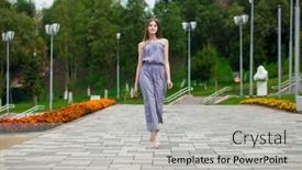  Presentation with body - Audience pleasing PPT theme consisting of full-body-portrait-young-beautiful backdrop and a light gray colored foreground