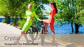  Presentation with trains - Colorful presentation theme enhanced with full-body-portrait backdrop and a soft green colored foreground