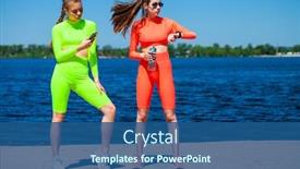  Presentation with trains - Colorful slide set enhanced with full-body-portrait backdrop and a ocean colored foreground