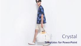  Presentation with coconut tree - Presentation theme enhanced with full-body-summer-man-casual background and a sky blue colored foreground