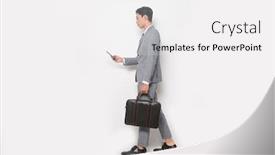  Presentation with walking young wild jaguar - Cool new PPT theme with full-body-young-businessman-walking backdrop and a white colored foreground