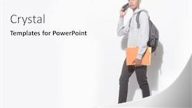  Presentation with high school - Beautiful presentation theme featuring full-body-young-man-student backdrop and a white colored foreground