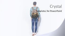  Presentation with back school education - Cool new presentation theme with full-body-young-man-student backdrop and a sky blue colored foreground