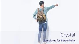  Presentation with young college student diagnosis of sti - Cool new PPT theme with full-body-young-man-student backdrop and a sky blue colored foreground