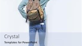  Presentation with high school - Beautiful presentation theme featuring full-body-young-man-student backdrop and a light blue colored foreground