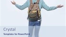  Presentation with high school - Audience pleasing PPT theme consisting of full-body-young-man-student backdrop and a sky blue colored foreground