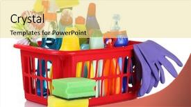  Presentation with box - Colorful PPT layouts enhanced with full box of cleaning supplies backdrop and a blonde colored foreground