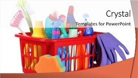  Presentation with box - Presentation theme enhanced with full box of cleaning supplies background and a white colored foreground