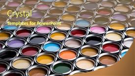  Presentation with rainbow paint - Audience pleasing theme consisting of full buckets of rainbow colored oil paint backdrop and a coral colored foreground