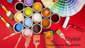 Presentation with rainbow paint - Beautiful presentation featuring full buckets of rainbow colored backdrop and a red colored foreground